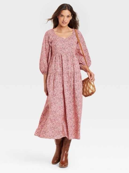 Universal Thread Dresses & Skirts - Universal Thread Women's Floral Balloon Sleeve Tiered Midi Prairie Dress Size XL